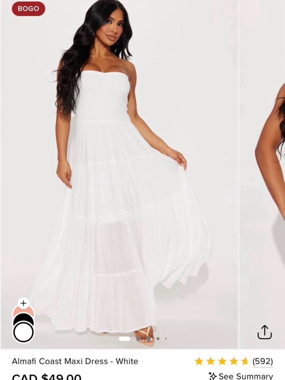 Fashion Nova White Strapless Tiered Maxi Dress